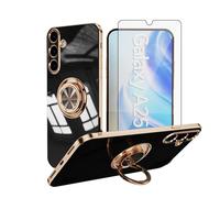 Asuwish Custodia per telefono per Samsung Galaxy A25 5G/A24 4G/M34 /F34 e supporto ad anello Cavalletto con pellicola protettiva in vetro temperato Cover sottile TPU Cell Accessories Protettiva A 25
