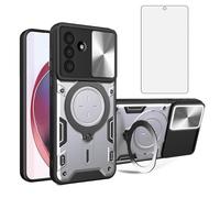 Asuwish Custodia per telefono per Samsung Galaxy A27 5G Slide Cover per fotocamera con pellicola protettiva in vetro temperato e supporto ad anello Supporto sottile ibrido mobile duro robusto