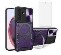 Asuwish Custodia per telefono per Samsung Galaxy A27 5G Slide Cover per fotocamera con protezione dello schermo in vetro temperato e supporto ad anello Supporto sottile ibrido mobile duro robusto