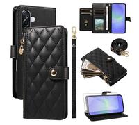 Asuwish Custodia per telefono per Samsung Galaxy A36 5G Custodia a portafoglio con cerniera e protezione dello schermo in vetro temperato Slot porta carte Cavalletto Accessori per celle Cinturino da
