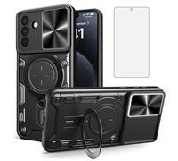 Asuwish Custodia per telefono per Samsung Galaxy A57 5G Slide Cover per fotocamera con pellicola protettiva in vetro temperato e supporto ad anello Supporto sottile ibrido mobile duro robusto