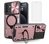 Asuwish Custodia per telefono per Samsung Galaxy A57 5G Slide Cover per fotocamera con protezione dello schermo in vetro temperato e supporto ad anello supporto sottile ibrido mobile duro robusto