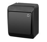 asvendo Hermes Electro Serie moderna sporgente/interruttore/doppio interruttore/presa multipla/protezione IP44 / esterno/nero (pulsante campanello)