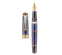 Asvine Penna stilografica P20 in resina viola con riempimento a stantuffo, placcata oro, punta fine, scrittura liscia, con custodia regalo