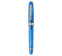 Asvine Penna stilografica V126 con riempimento a vuoto, pennino extra fine, in acrilico blu trasparente opaco, grande capacità, con custodia regalo