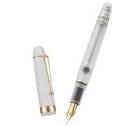 Asvine Penna stilografica V126 con riempimento a vuoto, pennino extra fine, in acrilico trasparente satinato, grande capacità, con custodia regalo