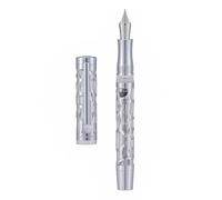 Asvine, Penna stilografica V169 con caricamento a depressione, pennino fine, scheletratura a gocce d’acqua, in acrilico trasparente, set con astuccio