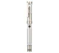 Asvine Penna stilografica V200 Titanium con custodia in acrilico trasparente e pennino extra fine con ricarica sottovuoto