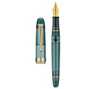 Asvine V126 Penna stilografica con riempimento sottovuoto in acrilico blu sarcelle trasparente 1,1 mm con astuccio