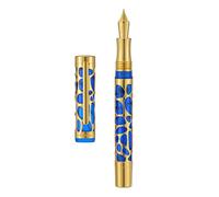 Asvine V169 Penna stilografica con riempimento sottovuoto Pennino extra fine, set di astucci per penne in acrilico blu trasparente con scheletro a goccia d'acqua