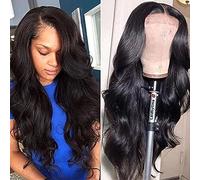 ASVNRES Parrucche frontali in pizzo sintetico con capelli umani artificiali pre-pizzicati senza colla parrucche frontali ondulate del corpo, parrucche nere HD trasparenti in pizzo emulazione ad alta