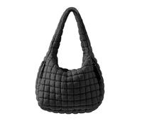 ASWACA Borsa a tracolla trapuntata Puffer per le donne Borsa a tracolla imbottita Borsa hobo Puffy Borsa alla moda 2025, nero, Large