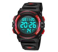 aswan watch Orologio Digitale Bambino con Sveglia, Cronometro, Data, Luce LED-Orologio da polso Ragazzo con Cinturino in Silicone-Blu,S/M