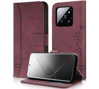 AsWant Cover per Xiaomi 14 Pro - Premium PU Magnetica Libro Custodia Xiaomi 14 Pro, Portafoglio Flip Case Funzione Stand Per Xiaomi 14 Pro (Rosso)