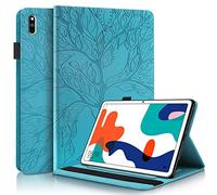 Aswant Custodia Huawei MatePad 10.4" Cover in Pelle PU a Portafoglio Flip Cover Stand Funzione e Portapenne Custodia Tablet per Huawei MatePad 10.4 pollici 2020&2022 Albero in Rilievo 3D - Blu