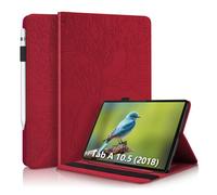 Aswant Galaxy Tab A 10,5 pollici 2018 Custodia in Rilievo Albero Pelle PU Custodia a Portafoglio Porta Penne Custodia per tablet Custodia per Samsung Galaxy Tab A 10,5" 2018 SM-T590/SM-T595 Rosso