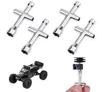 Aswewamt 4 Pcs Cross Wrench Sleeve Mini Spanner Metal Hexagon Socket Wheel Spanner M2 M2.5 M3 M4 Screw Nut Wrenches Maintenance Tool for RC Model Car Truck Buggy