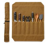 asxibeu Astuccio per coltelli da cuoco con 7 scomparti, in tela | Borsa per coltelli da chef con 7 scomparti, in tela, portatile, per coltelli, cucchiai, coltelli da cucina, per esterni