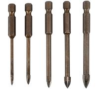 Asyduey 5 Pezzi Efficiente Strumento di Perforazione Universale, Set di Punte da Trapano Multifunzionali nel Lega un Croce Tripla (3/4/5/6/8 Mm)