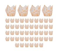 Asyduey 50 Pezzi di Rivestimento per Cupcake Stile Giornale per la Festa di Nozze, Tulipano, Muffin, Cupcake, Tazza di Carta, Torta Resistente All'Olio, Facile Installazione F