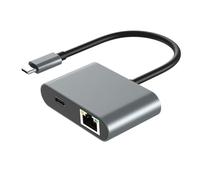Asyduey Adattatore USB C Ethernet da 1000 Mbps con Porta di Ricarica Rapida da 60W PD, Tipo-C A RJ45 2XUSB 3.0 Adattatore di Rete per Laptop PC