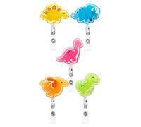Asyduey Bobine per Badge con Dinosauri 5 Pezzi Che Si Illuminano al Buio Porta Badge Identificativo per Infermiera Clip Retrattile per Turni Notturni Distintivo Luminoso Regali Durevole Facile da Usar