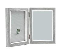 Asyduey Cornice Doppia 4X6 Pollice Cornici per Foto Grigie Rustiche Pieghevole con Cerniere nel Legno, Regali di Nozze, Regalo per La Festa della Mamma