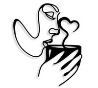 Asyduey Decorazione da Parete in Metallo per caffè, Arte da Parete A Forma di Minimalista Che Beve caffè, Sculture di caffè con Disegno Astratto Moderno, Facili da Usare