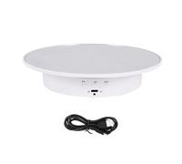 Asyduey Espositore Rotante Motorizzato, 7,87 Pollici, Espositore per Giradischi A 360 Gradi con Copertura A Specchio per Fotografia (Bianca)