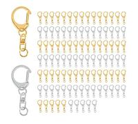 Asyduey Hardware per con Gancio Un D da 100 Pezzi con Anelli di Salto, Clip per nel Metallo con Catena per Ciondoli Artigianali DIY