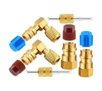 Asyduey Kit Adattatore di Conversione Raccordo CA da R12 A R134A, Valvola Ad Accoppiamento Rapido Adattatore per Retrofit Porta A/C A 90° Alta/Bassa Pressione