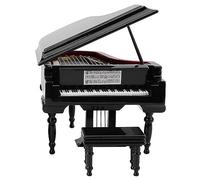 Asyduey Kit Modello di Pianoforte A Coda in Miniatura Strumento Musicale con Sedia, per la Decorazione 'Ufficio (Nero, Musica) Piccolo