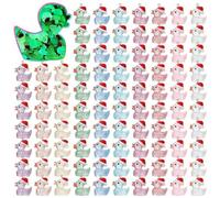 Asyduey Mini Anatre Natalizie in Resina Luminose Mini Anatre Natalizie Mini Animali in Resina Ciondoli in Miniatura Che Si Illuminano al Buio, 100 Pezzi Durevoli e Facili da Installare