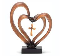 Asyduey Pasqua Gesù Cuori Intrecciati Croce Decorazione Parte Accessoria Ornamenti con 2 Cuori Uniti, Gesù Croce Decorazioni per la Tavola Cristiana in Piedi