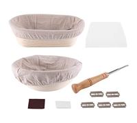 Asyduey Set di Cestini per Lievitazione Banneton Cestino per Lievitazione del Pane di 2-10 Pollici Ovali e Rotondi da 9 Pollici+Premium Bread Lame And Slashing, The Perfect Baking Bowl