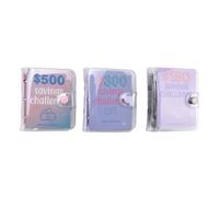 Asyduey Sfida di Risparmio con Portafogli A 3 Pezzi In PVC con Buste Porta Soldi per Mini Raccoglitore Notebook per Bilancio Finanziario.