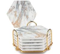 Asyduey Sottobicchieri per Bevande Assorbenti, Sottobicchieri per Tavolo nel Legno con Supporto nel Metallo, Decorazioni per La Casa Rustiche per Soggiorno Bar