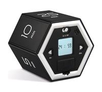 Asyduey Timer Esagonale con Funzione Mute e Sveglia - Timer da Cucina Facile da Usare - Gestione del Tempo Pomodoro Timer per Bambini Nero Durevole Facile da Installare Facile da Usare