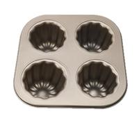 Asyduey Tortiera per Stampo per Canele A 4 Cavità, Teglia Antiaderente per Canele per Forno Stampo per Canele In Acciaio al Carbonio, Strumento per Cottura Durevole, Facile da Installare