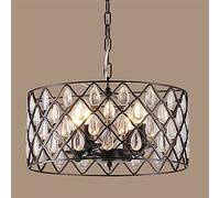 ASYHONG American Industry Crystal Crystal Semi Filp Monte Attributo Adattamento Light Adattamento a Ciondolo Mounte Rlound Lampada E14 lampadari per la Cucina di atterraggio del Soggiorno KeYJ