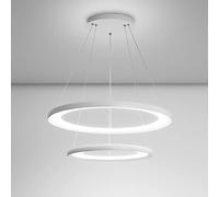 ASYHONG Creative 2 a Sospensione a Sospensione a soffitto in Metallo a 2 Anelli, Tavolo da Pranzo Acrilico Appeso Luce, Moderna Illuminazione a Sospensione Interna a LED da 67 W, lampadari Bianchi