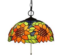 ASYHONG Lampada a Sospensione da 16 Pollici Vintage Pastorale colorato di Girasole in Vetro Momma E27 3 luci a soffitto in Stile Tiffany Luci appese per la navata Il Salotto 110V-240V, K KeYJ