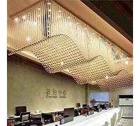 ASYHONG Lampadella di Cristallo ad Onda Rettangolare Hotel Hotel Lobby Villa Club Restauranti Progetto Luci a soffitto (Colore: Caldo, Dimensione: L80X W35X H50CM) KeYJ