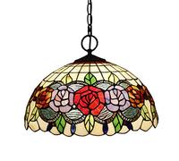 ASYHONG Lumo a Pendente da 16 Pollici Light Vintage Arte in Vetro Color Barocco E27 3 luci Tiffany Style Lampada a Sospensione Restauranti Assicenza sospesa, D KeYJ
