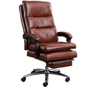 ASYHONG Sedia per computer reclinabile Executive Executive Ergonomic con imbottitura spessa e sedia da ufficio in pelle posteriore posteriore segmentata per il rilassamento completo, marrone KeYJ