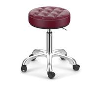 ASYHONG Sgabello rotondo con la pelle di regolazione della pelle girevole Spa disegnamento del salone tatuatore da lavoro da lavoro piccolo sedia di attività con ruote. KeYJ