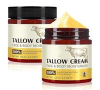 AsyinXson 2 pezzi di sebo di manzo e balsamo per il miele, crema idratante per il viso, Grass-Fed Pure Beef Tallow, Honey & Beeswax, Suitable for Dry & Aging Skin 120G /4.2OZ, Skin-Friendly Formula