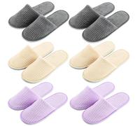 AsyinXson 6 paia di pantofole per ospiti, in tessuto non tessuto corallo, misura universale, 28,5 x 11 cm, per hotel, viaggi, casa, ospiti
