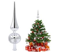 Asyinxson Albero Di Natale Topper Tree Top Decorazione,Puntale Per Albero Di Natale In Plastica, Decorato Con Glitter (Argentato)