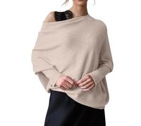Asymmetric Draped Jumper, Asymmetrical Sweaters for Women, Jumpers for Women, Oversized Sweaters for Women (Apricot Color,Free Size)